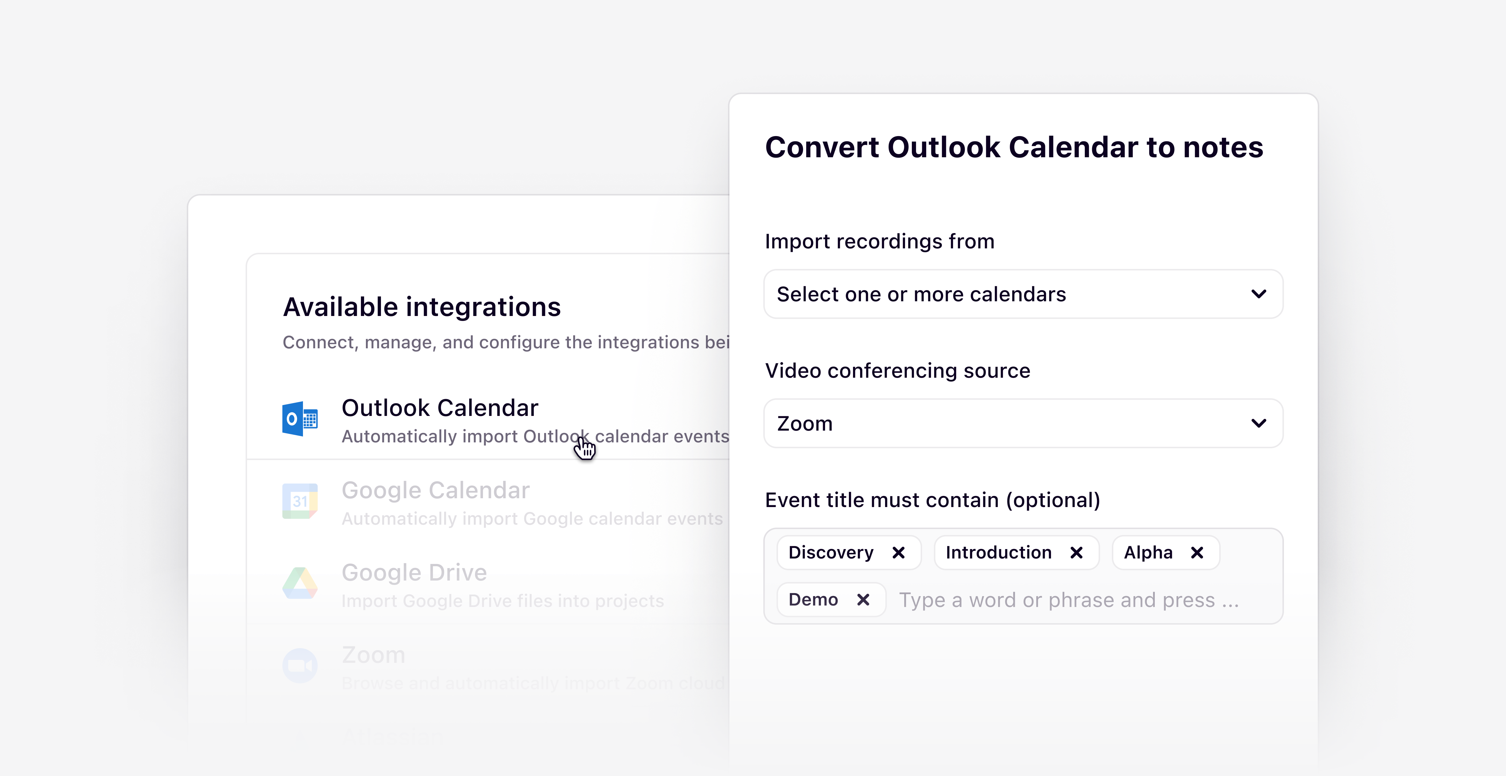 Automatically import Outlook Calendar events