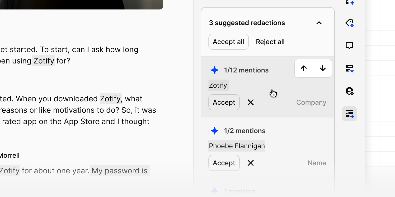 Group duplicate redactions