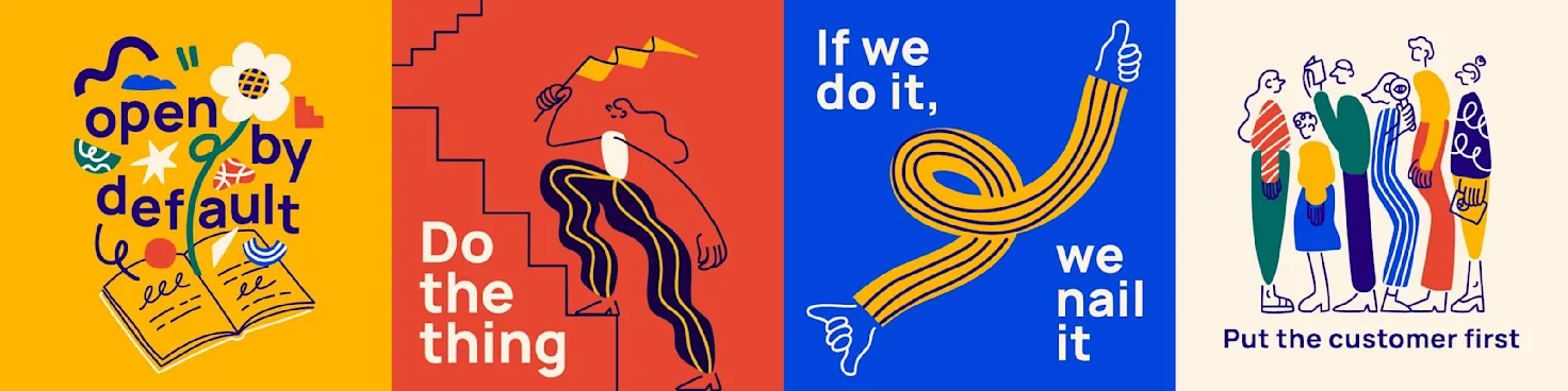 Values posters designed by our Artist-in-Residence Lisa who took on the challenge of bringing our values to life.