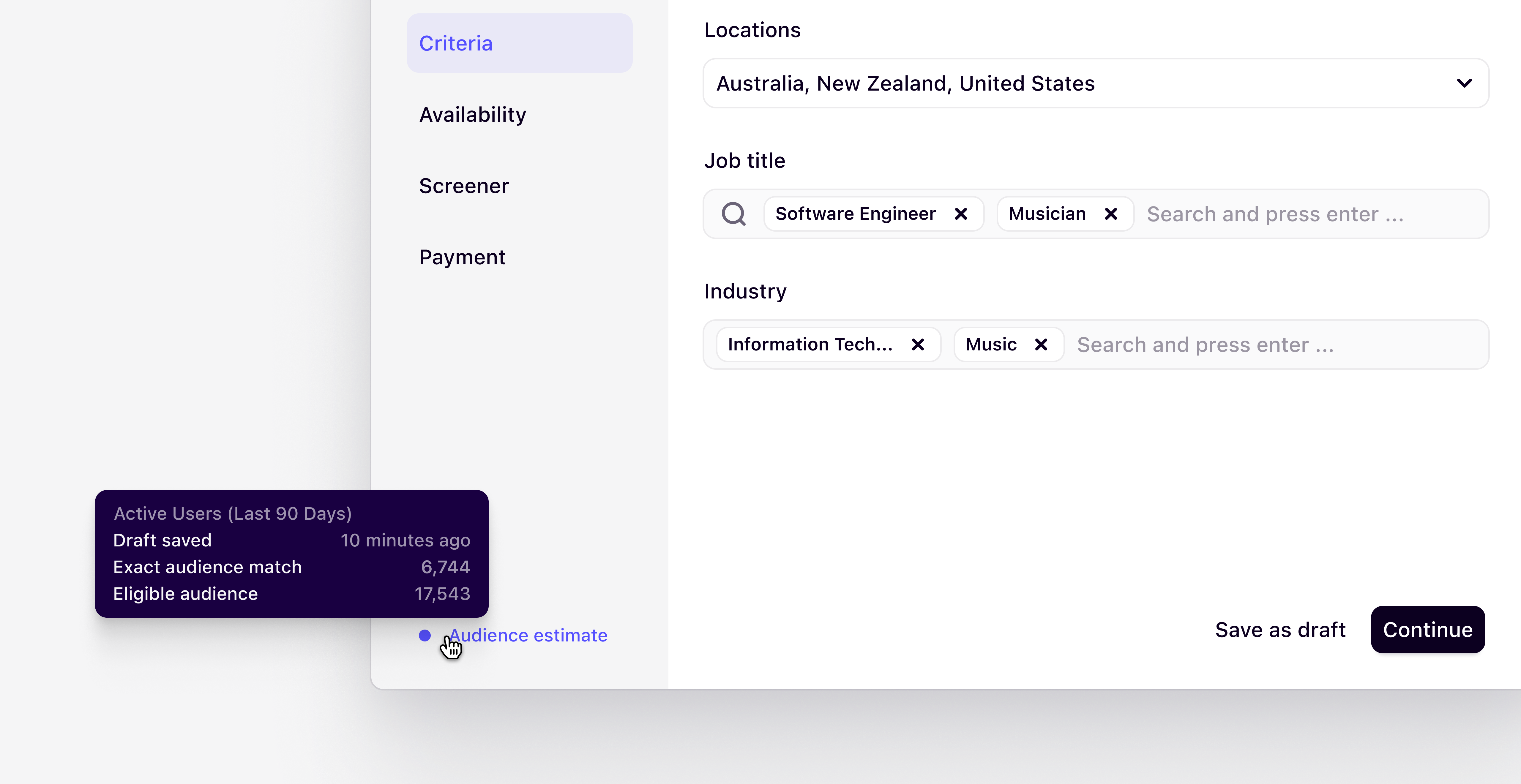 Audience estimate for Recruit