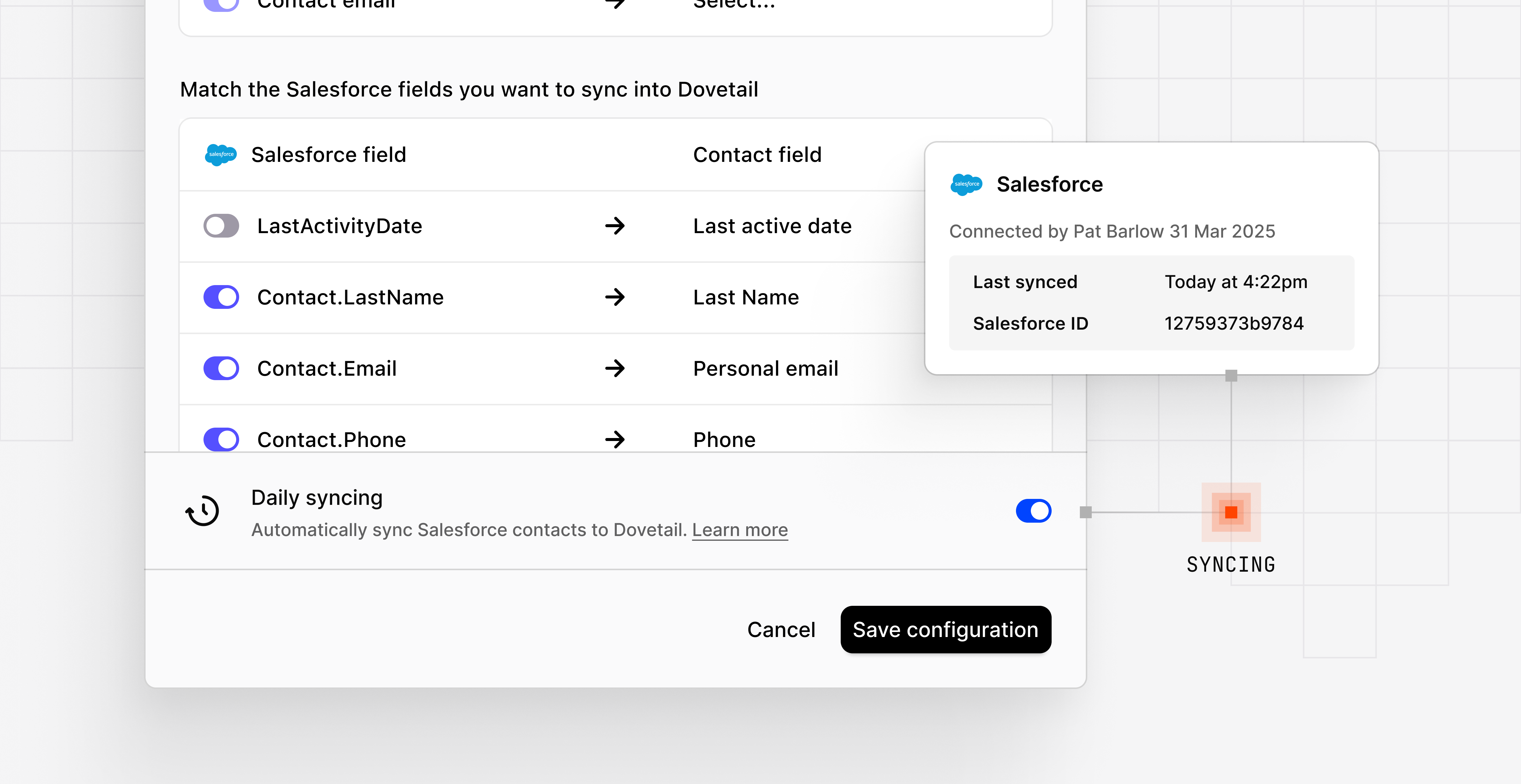 Contacts daily auto-sync with Salesforce