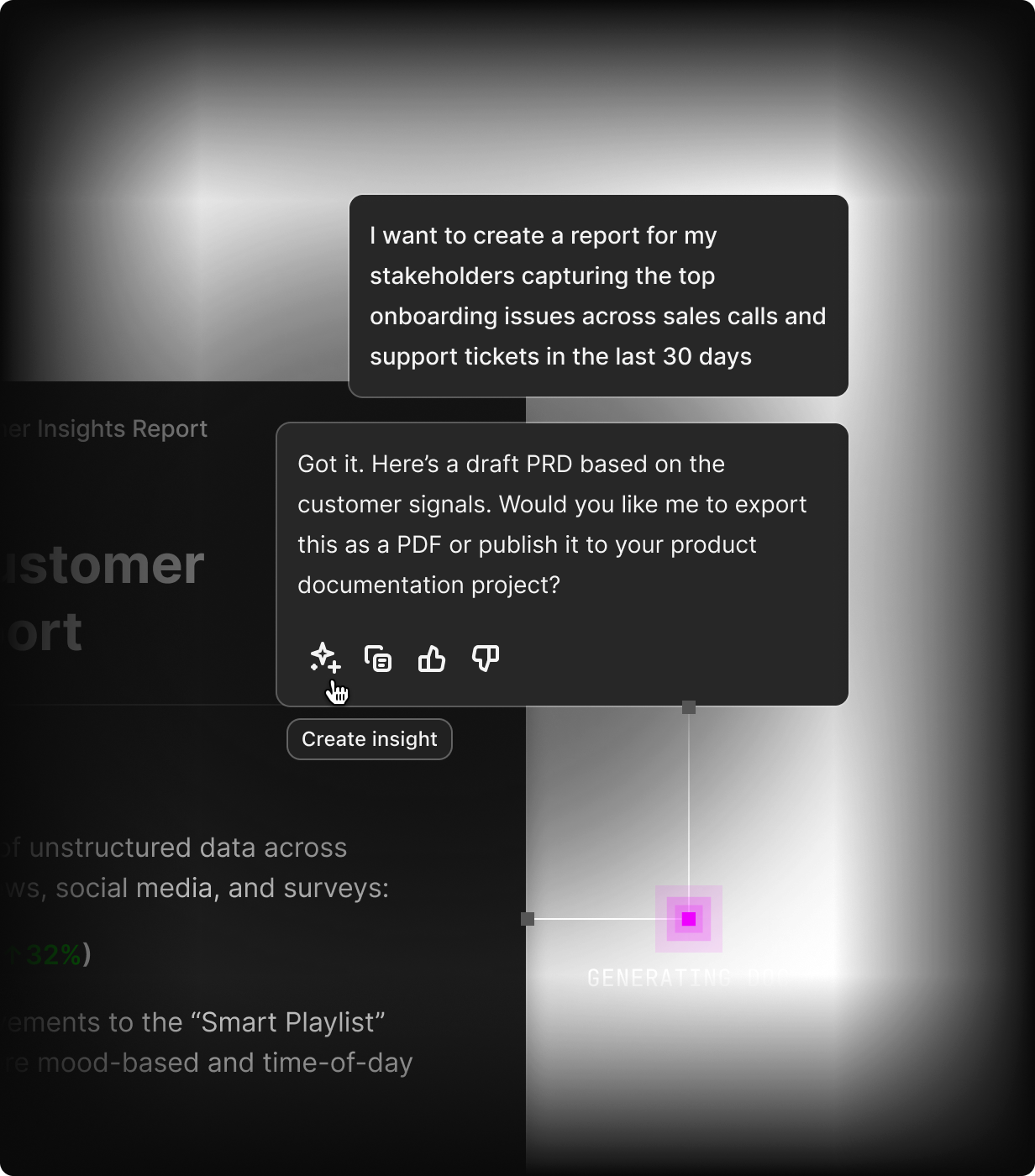 Continuous AI analysis of customer channels in Dovetail