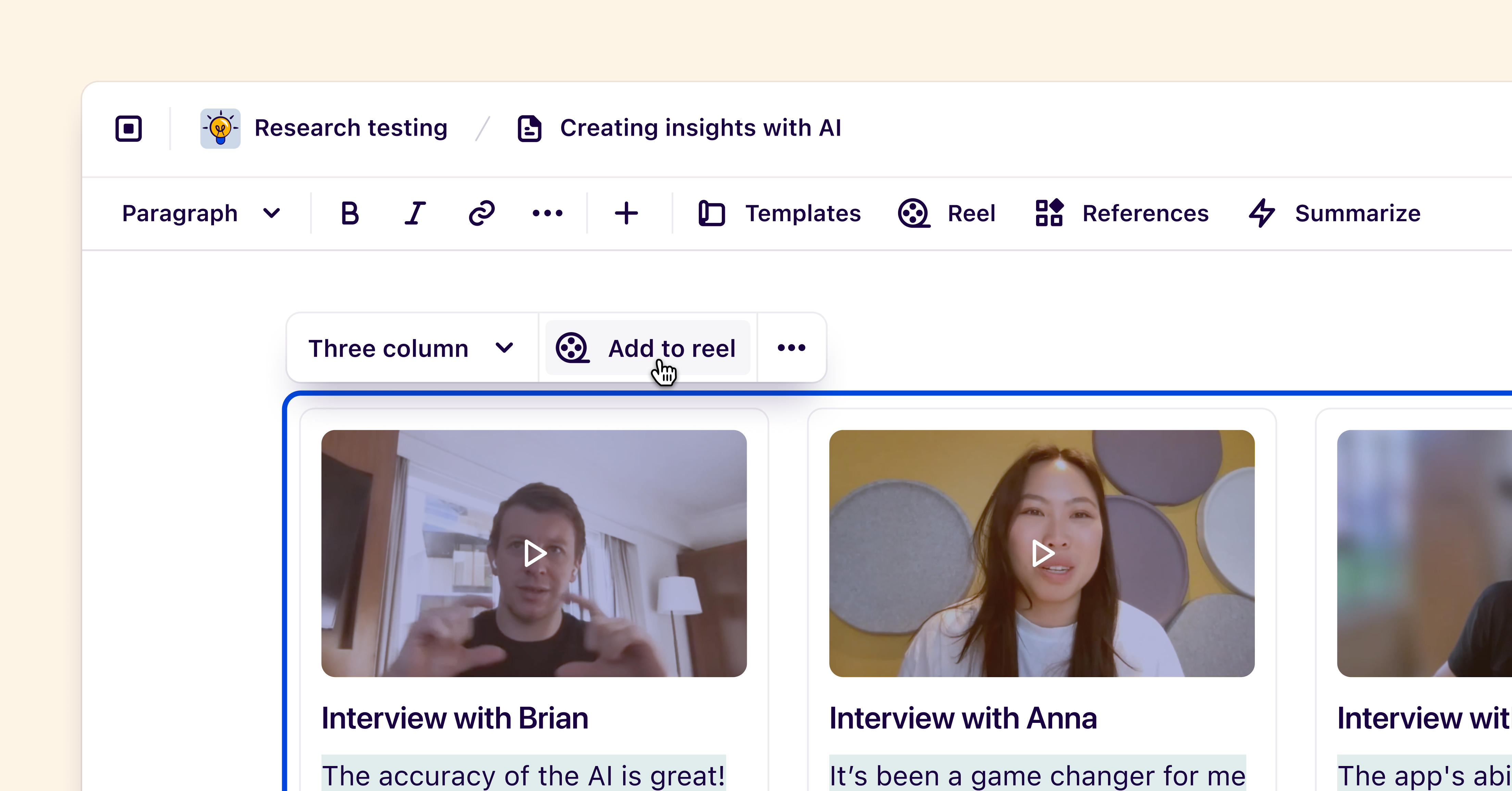 Create a reel directly from a layout