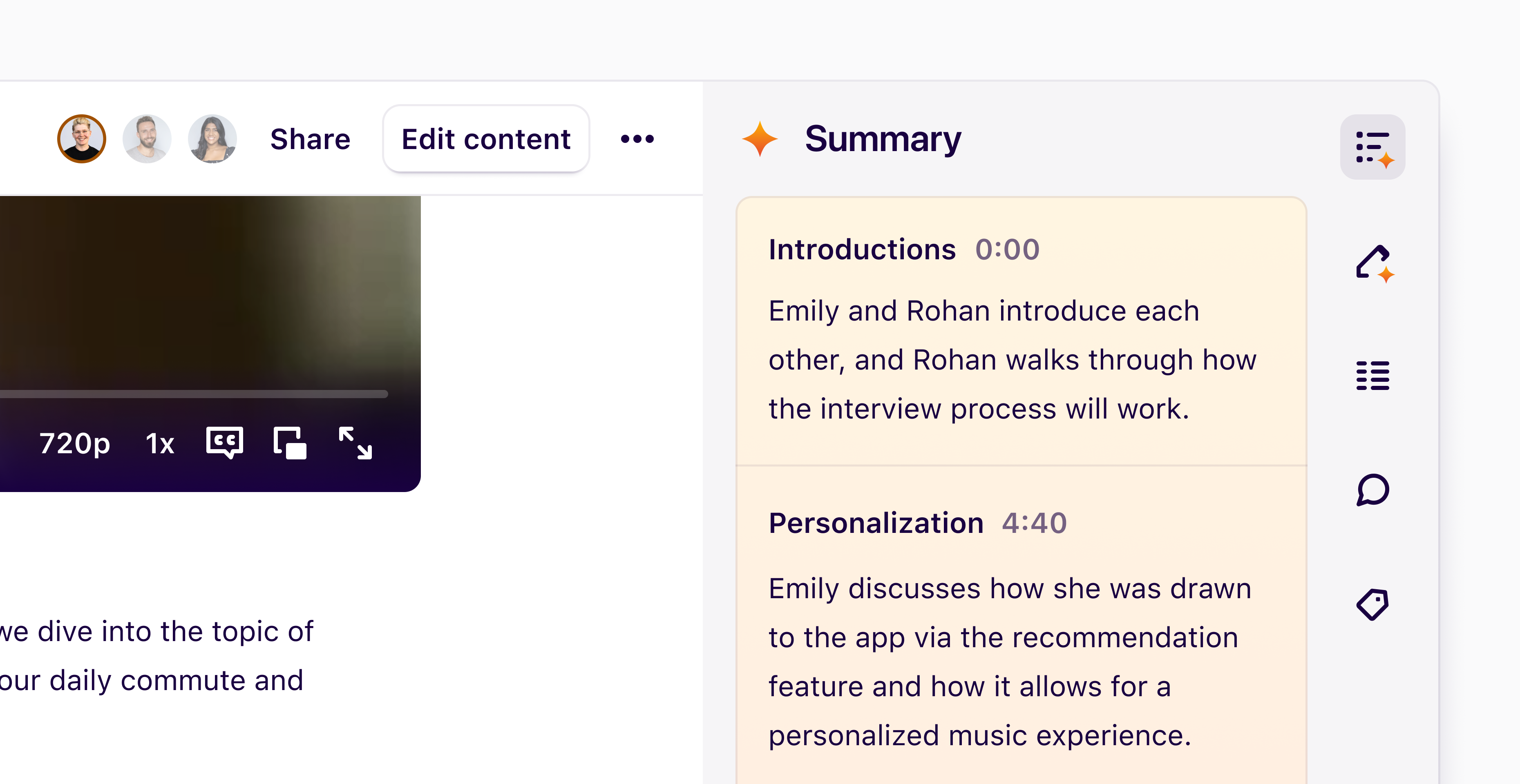 Enhanced transcription summaries