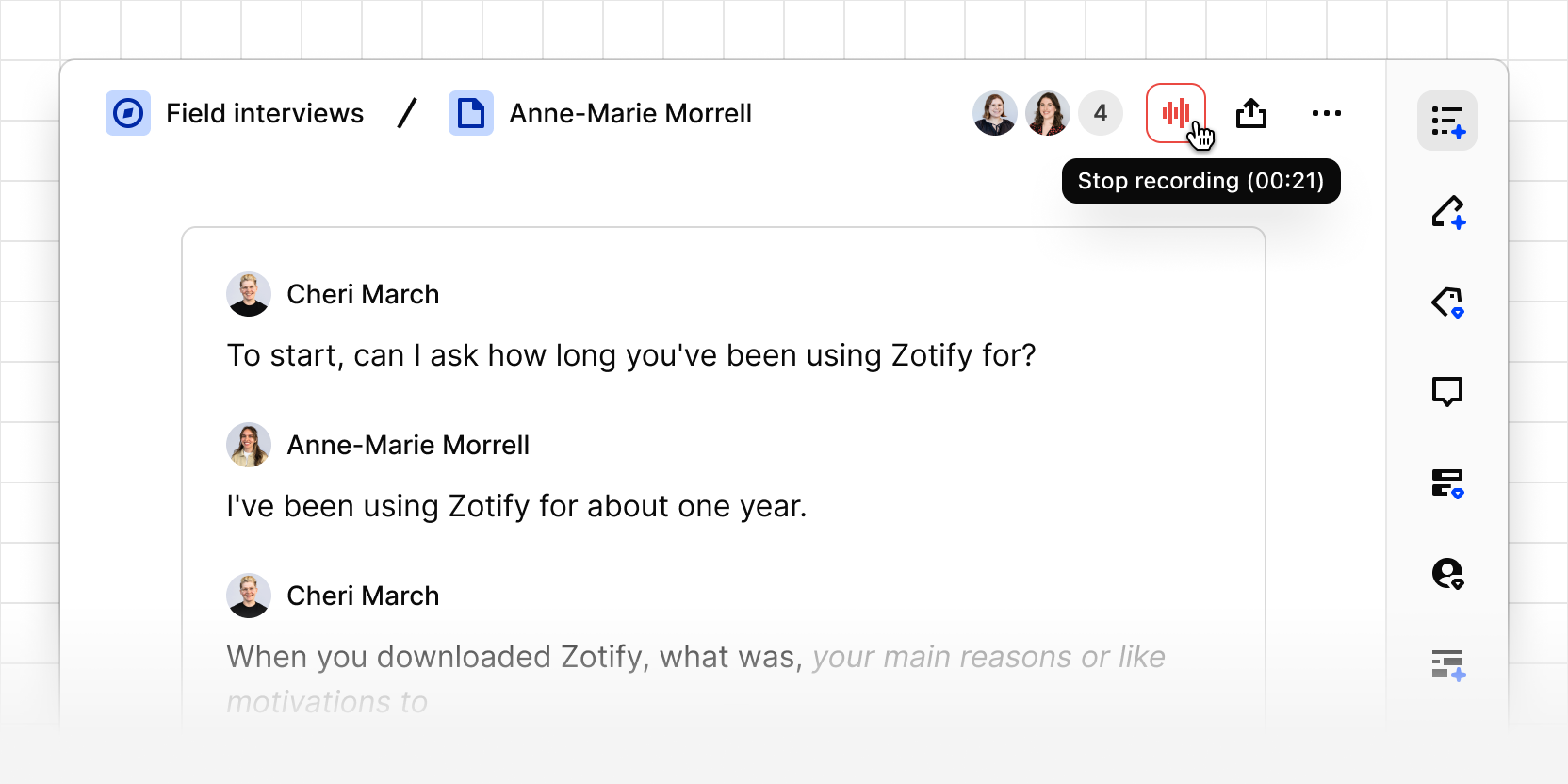 Live transcription