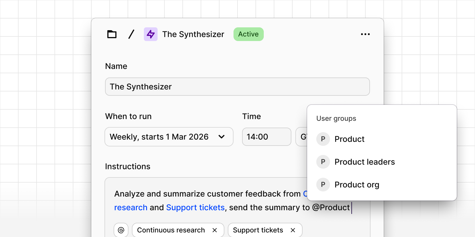 @mention user groups in agent prompts