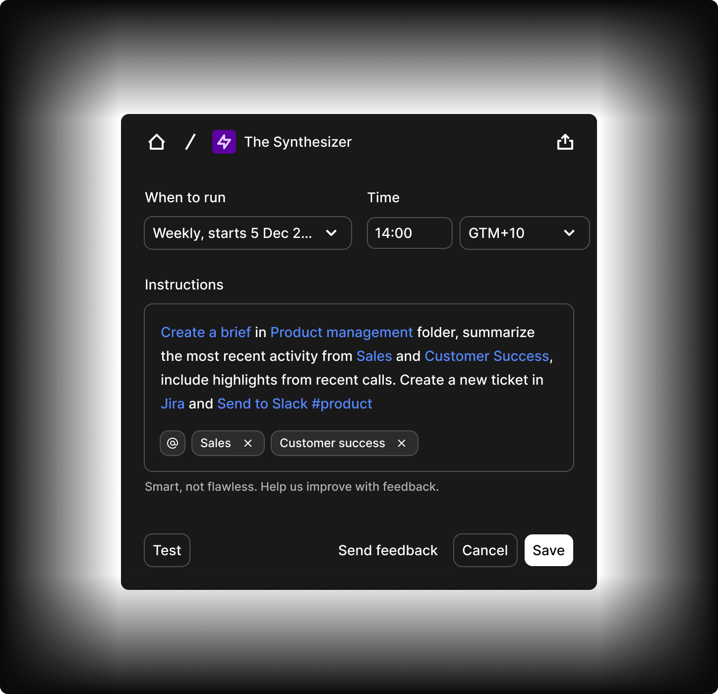 Automated agent workflow connecting research signals to product actions