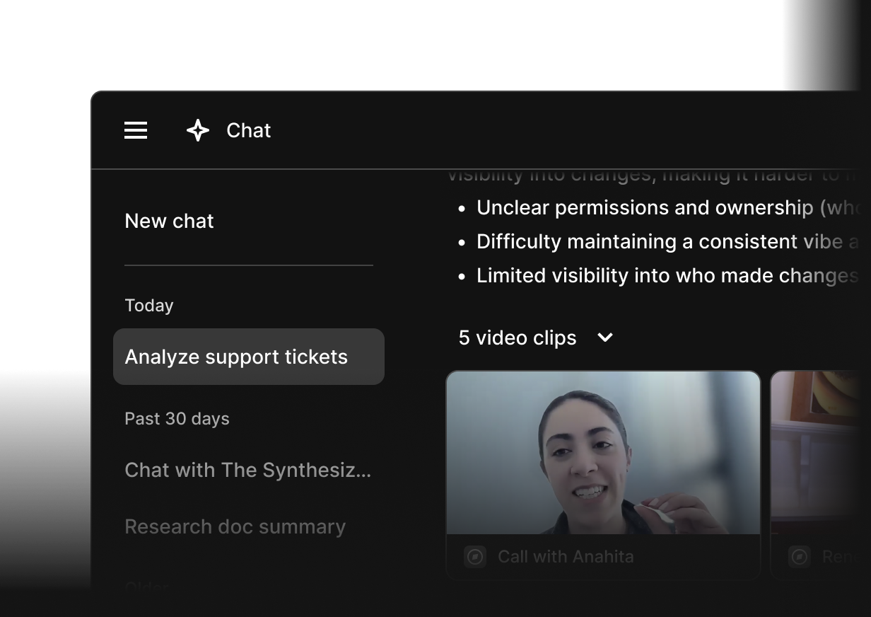 AI Chat in Dovetail answering a question about customer feedback with cited sources
